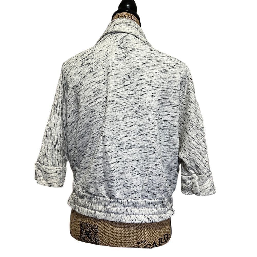 LOFT Marled Quarter-Zip Drawstring Hem Sweatshirt Casual Loungewear Medium - Picture 2 of 5